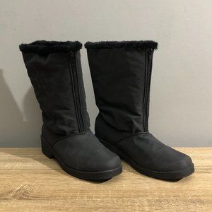 Judith Sport Snowflake Womens Size 8 Black Faux Fur Lined Zip Winter Snow Boots